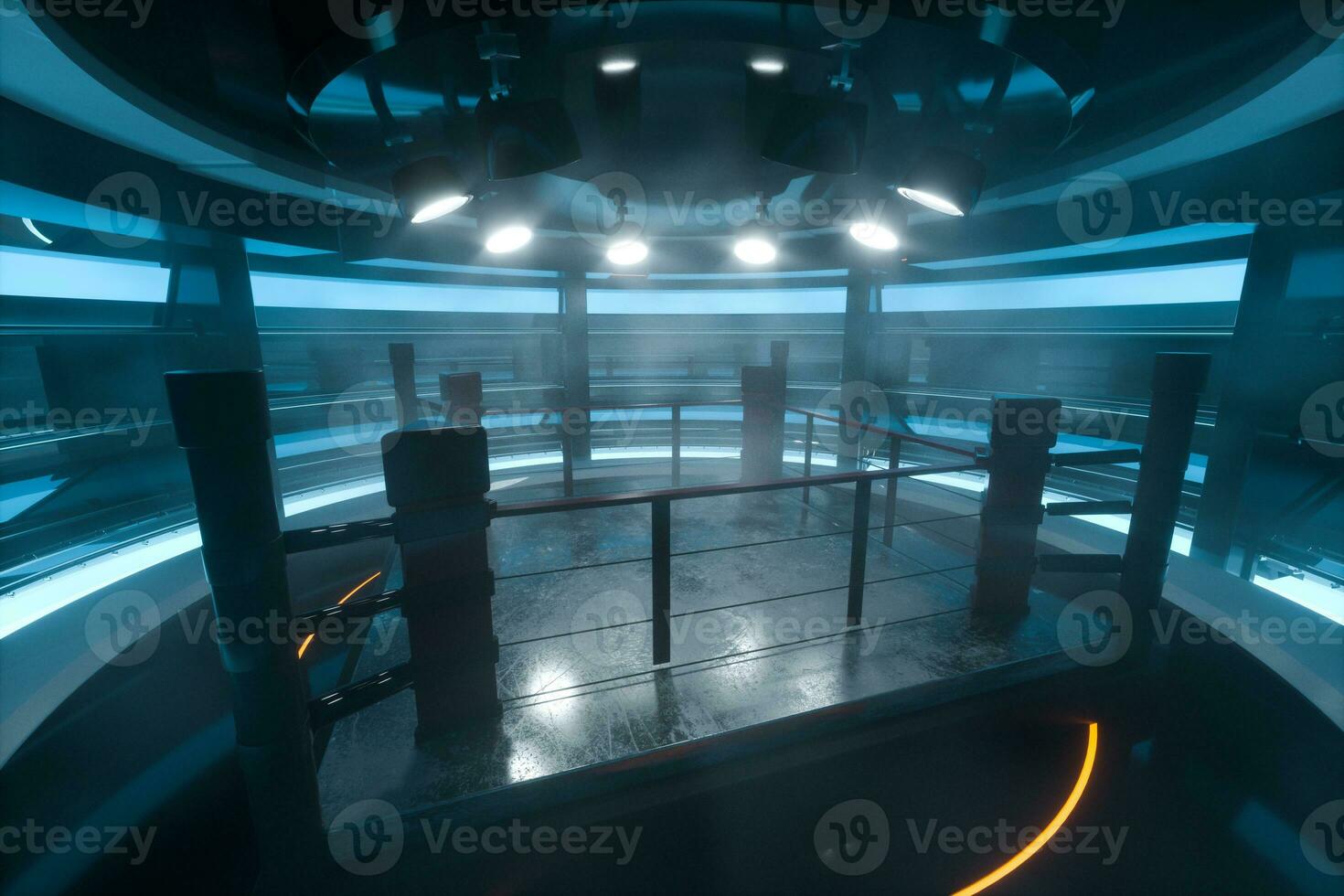 The arena in a dark room, 3d rendering. photo