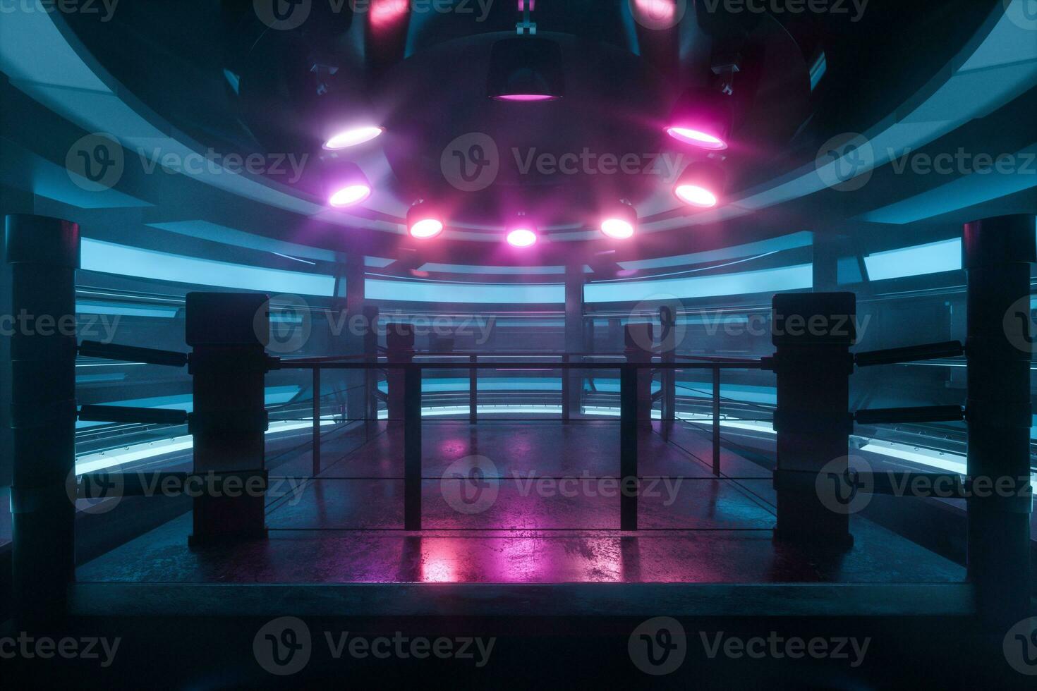 The arena in a dark room, 3d rendering. photo