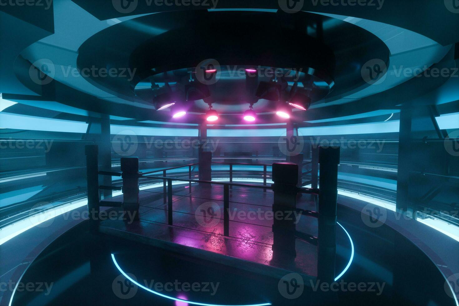 The arena in a dark room, 3d rendering. photo