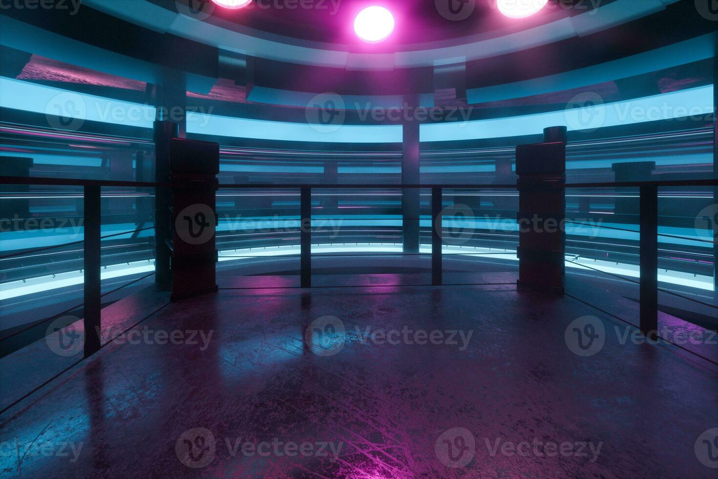 The arena in a dark room, 3d rendering. photo