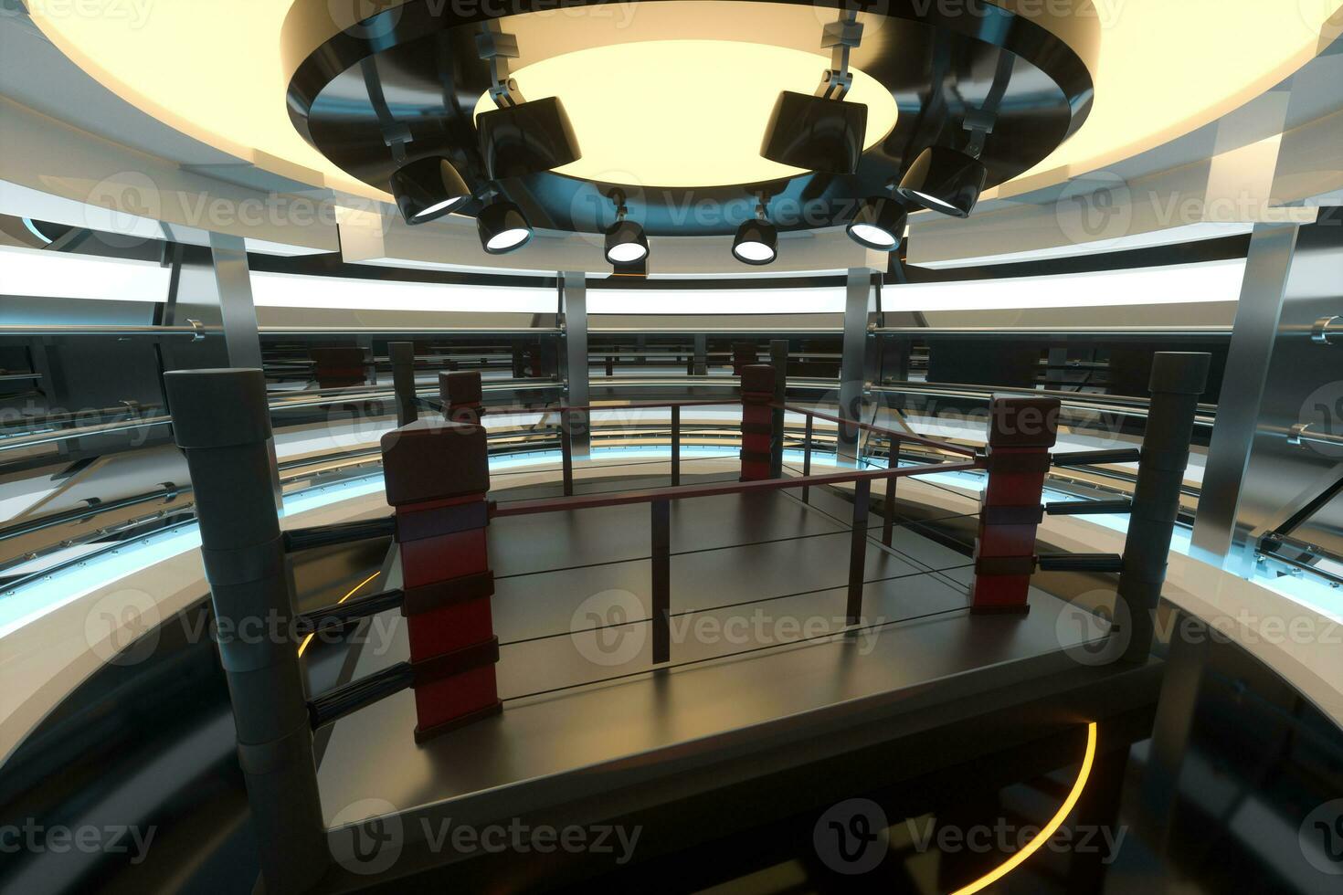 The arena in a dark room, 3d rendering. photo