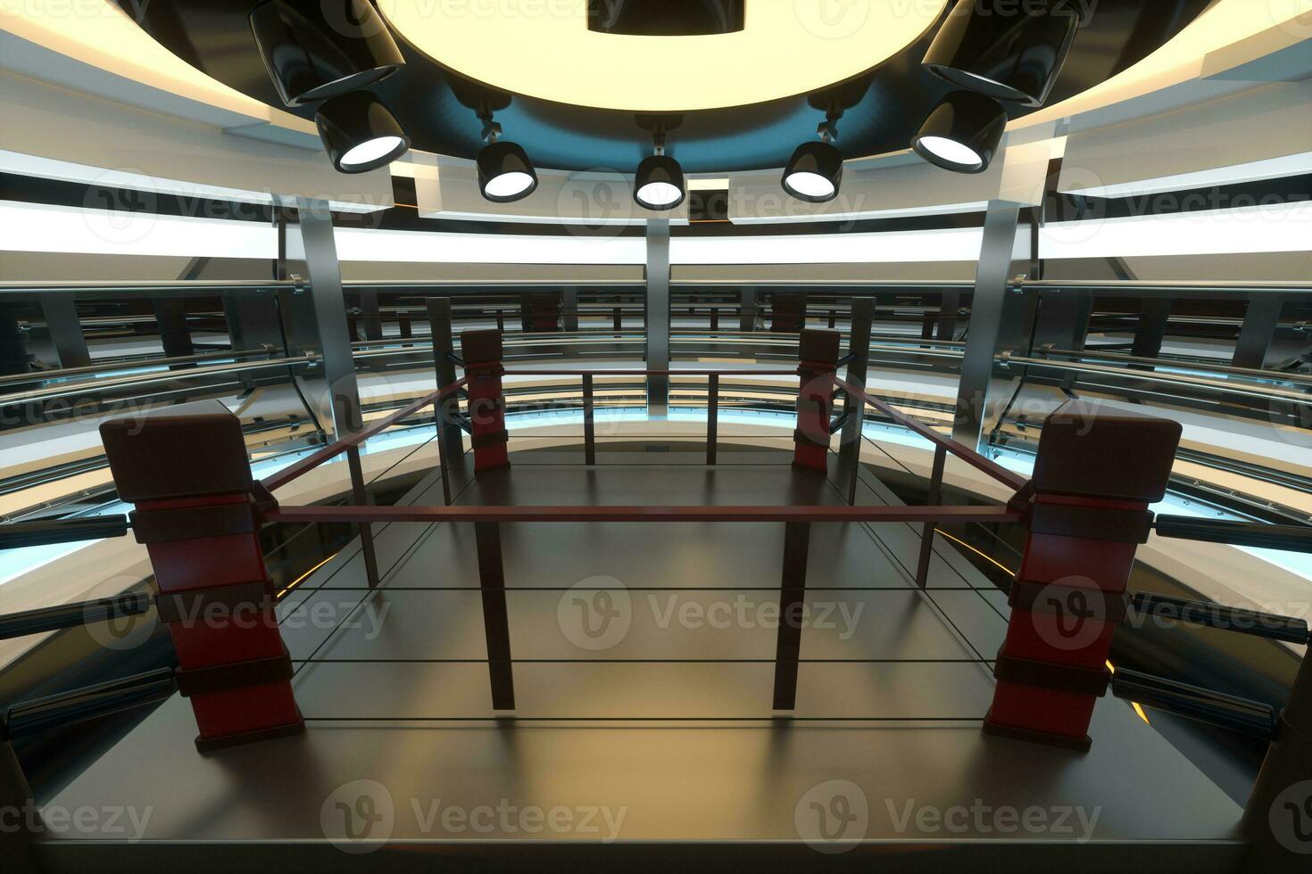 The arena in a dark room, 3d rendering. photo