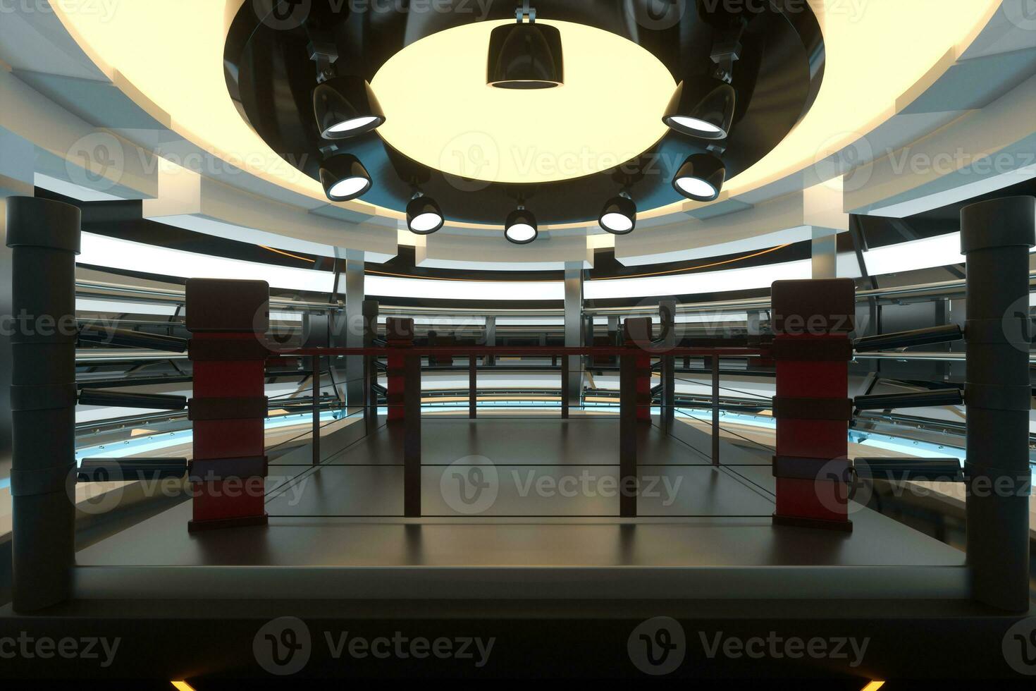 The arena in a dark room, 3d rendering. photo