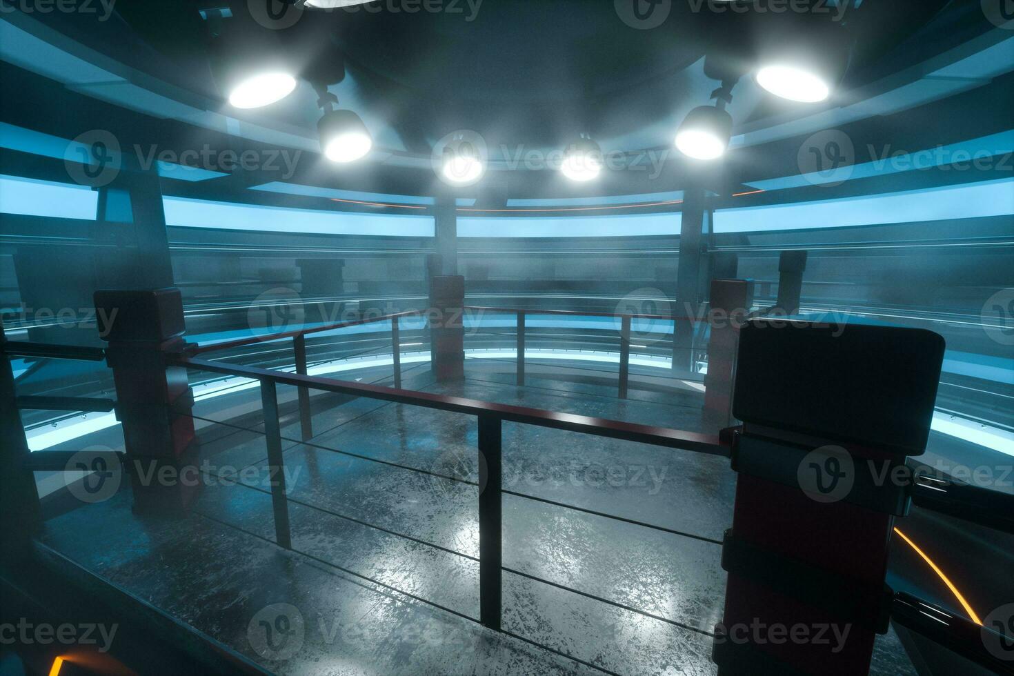 The arena in a dark room, 3d rendering. photo