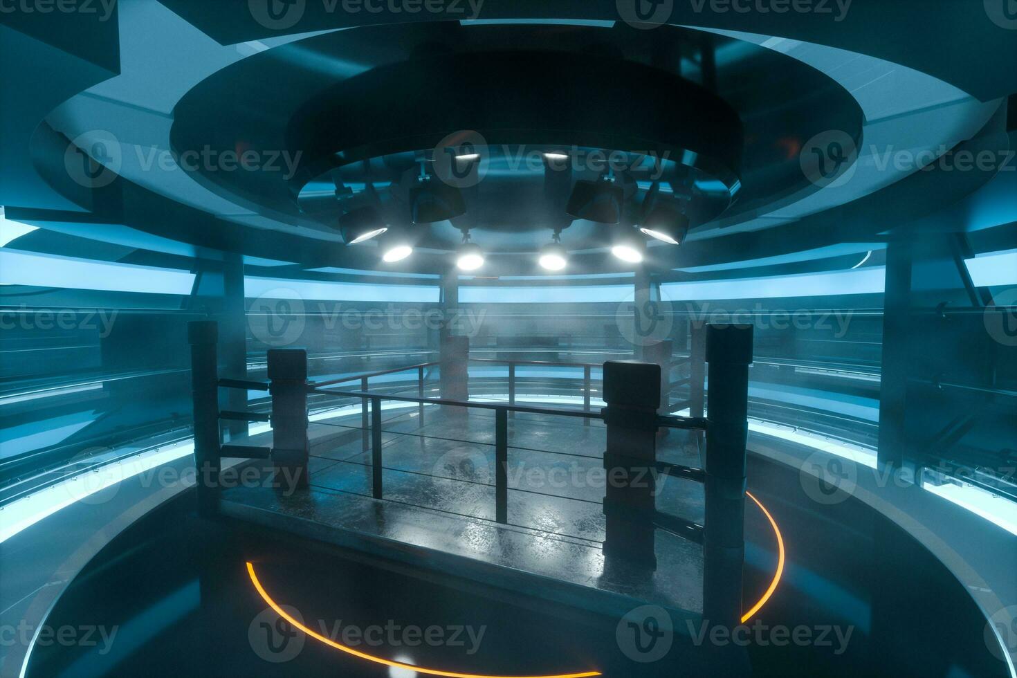 The arena in a dark room, 3d rendering. photo