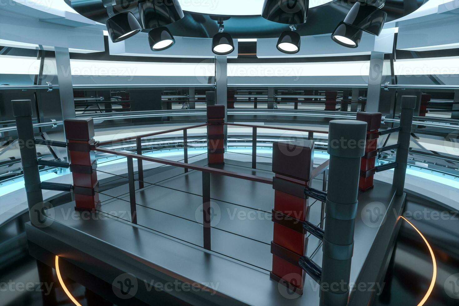 The arena in a dark room, 3d rendering. photo