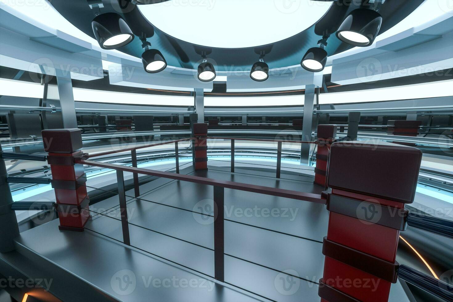 The arena in a dark room, 3d rendering. photo