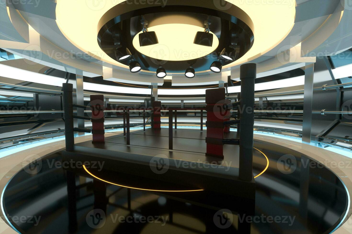The arena in a dark room, 3d rendering. photo