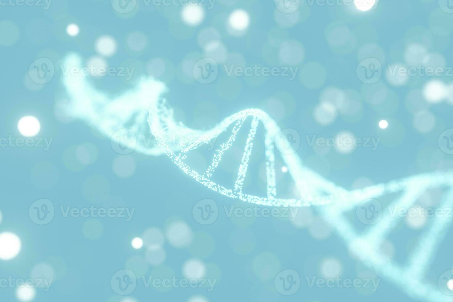 DNA particles and diffused glowing lines, 3d rendering. photo