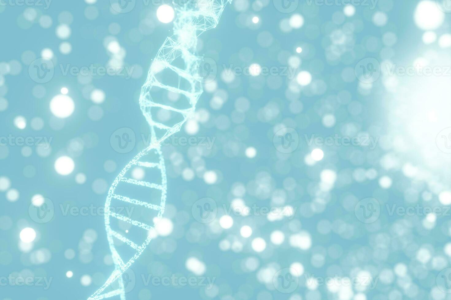 DNA particles and diffused glowing lines, 3d rendering. photo