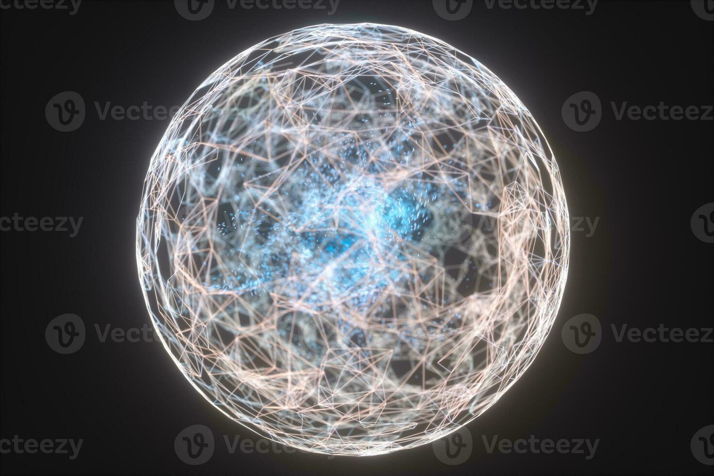 Glowing lines and creative geometries, 3d rendering. photo