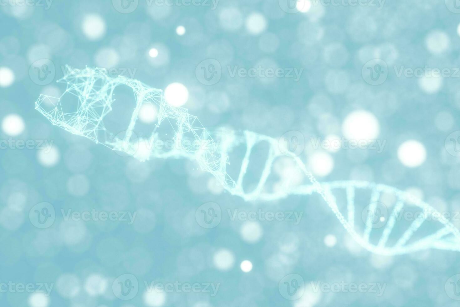 DNA particles and diffused glowing lines, 3d rendering. photo