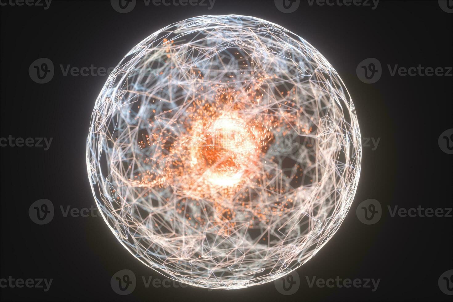 Glowing lines and creative geometries, 3d rendering. photo