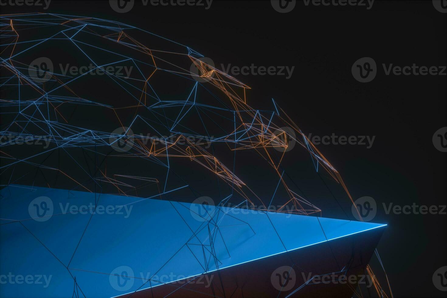 Glowing lines and creative geometries, 3d rendering. photo