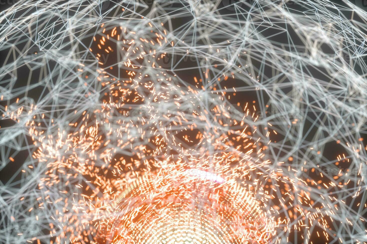 Glowing lines and creative geometries, 3d rendering. photo