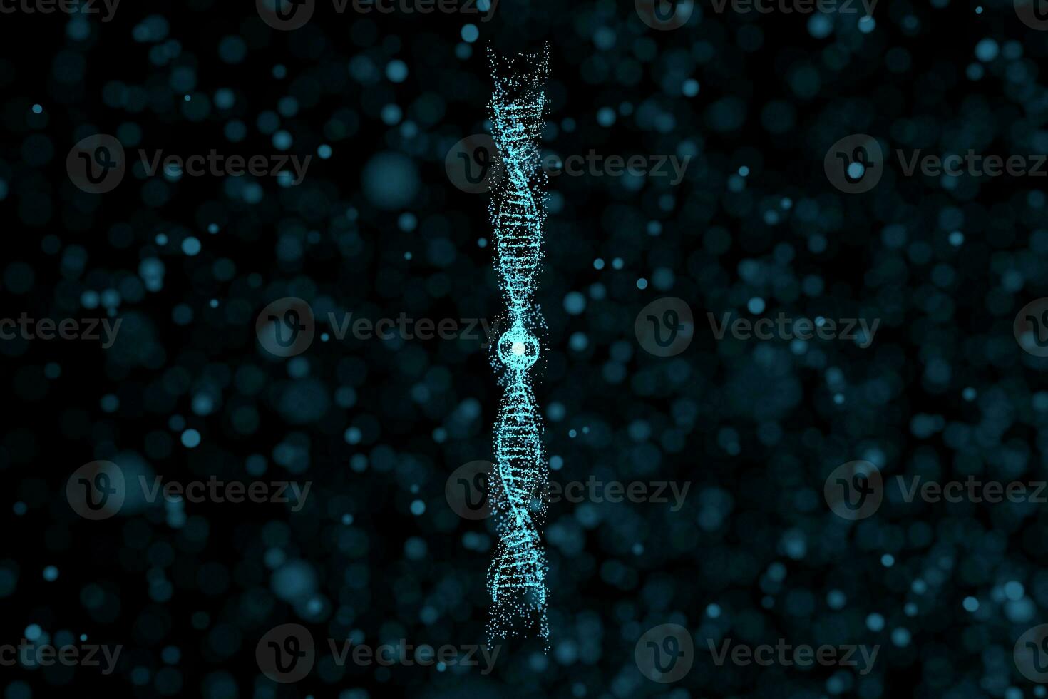 DNA particles and diffused glowing lines, 3d rendering. photo