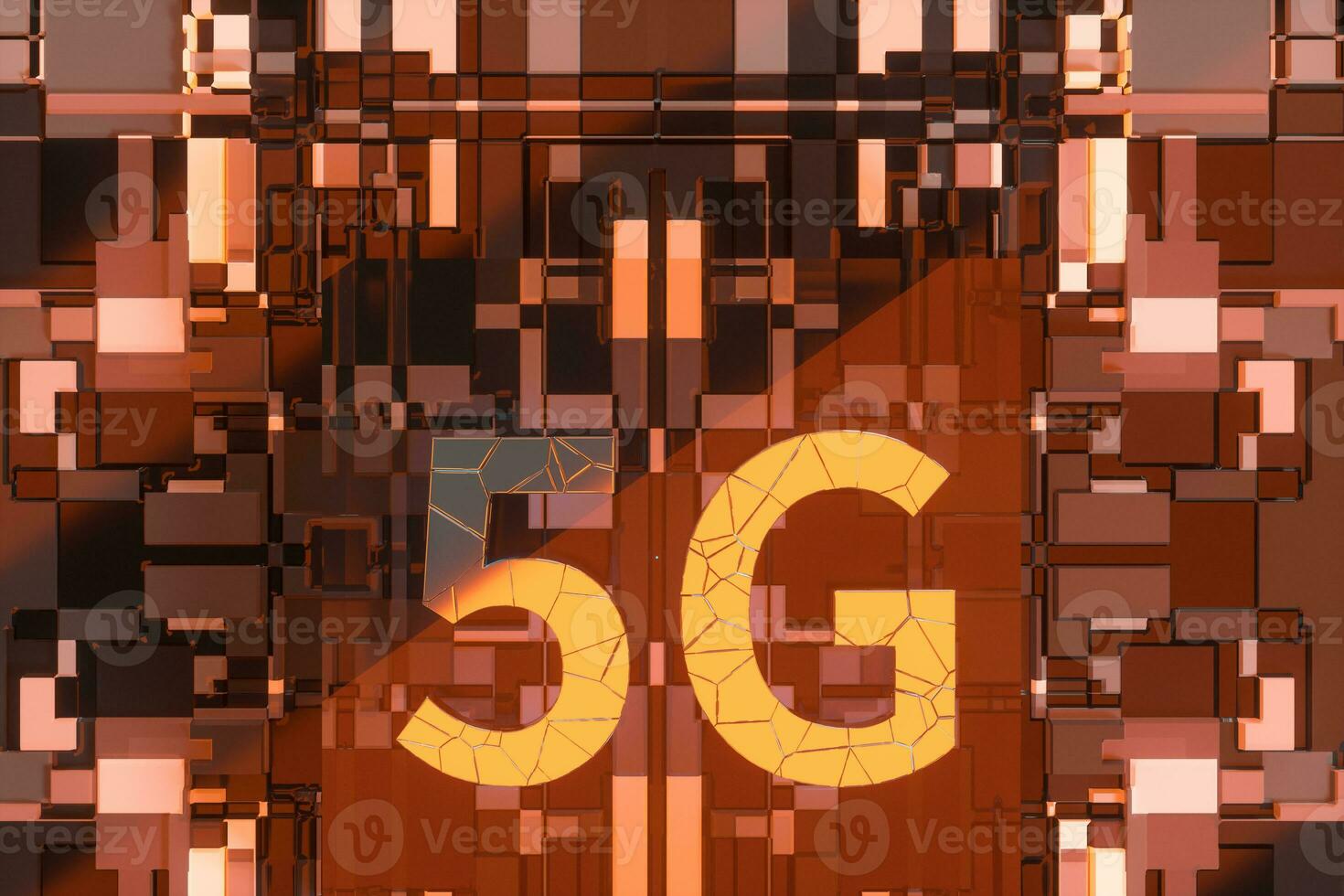 3d rendering, 5g font and circuit background photo