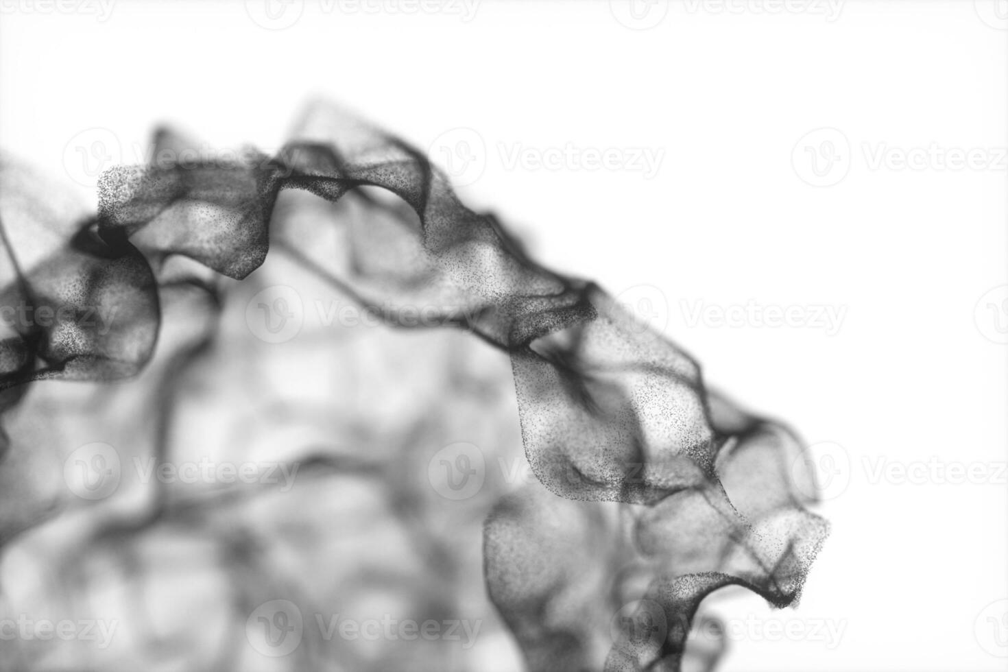 Particles moving on white background, 3d rendering. photo