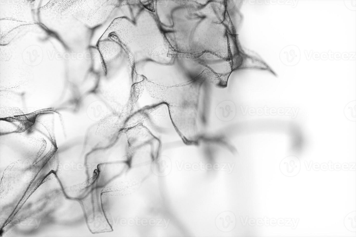 Particles moving on white background, 3d rendering. photo