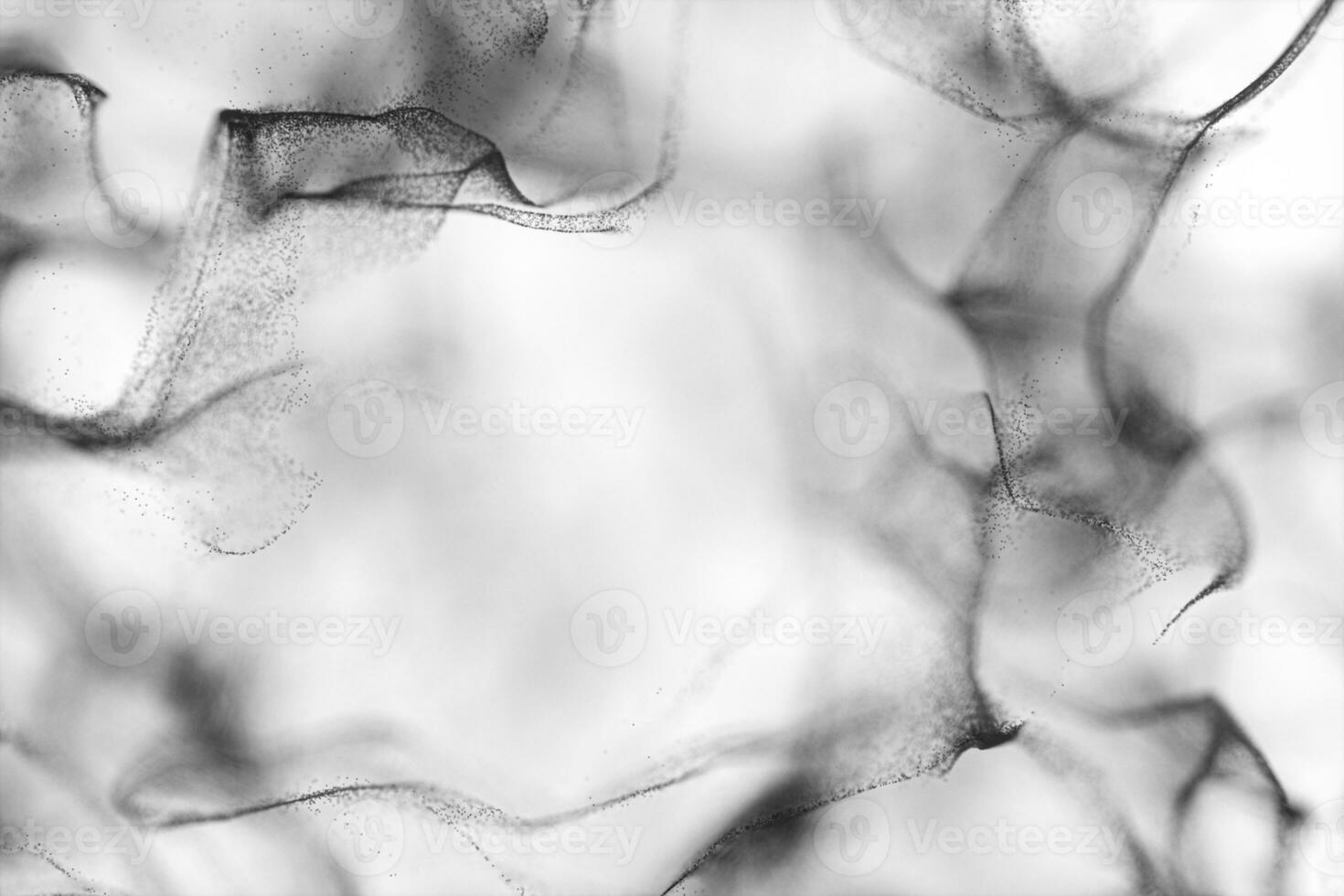 Particles moving on white background, 3d rendering. photo