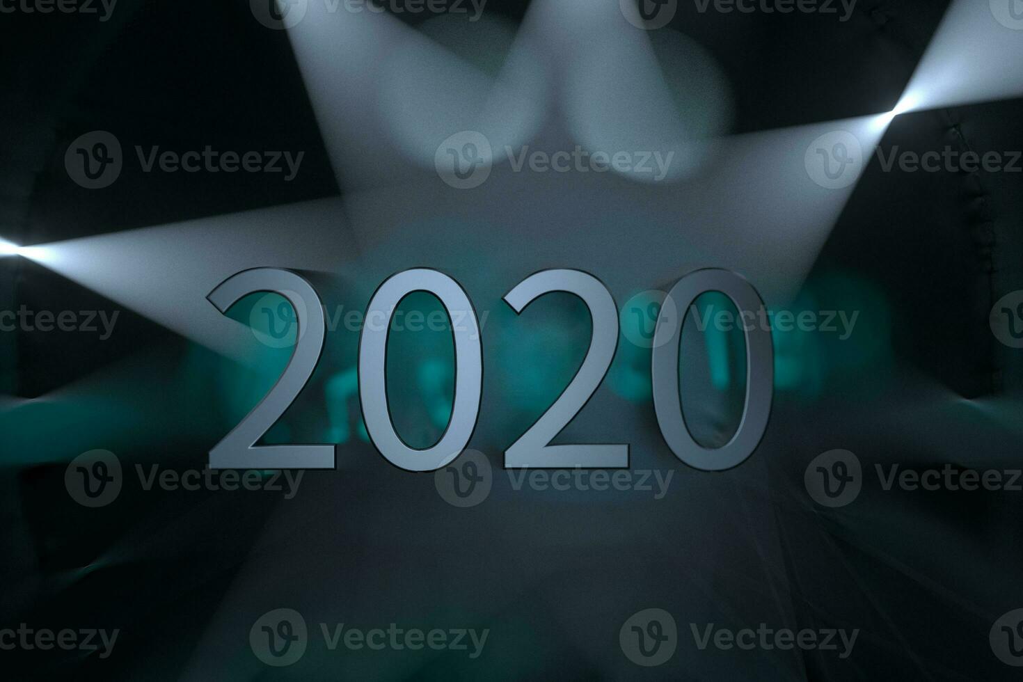 2020 new year with industrial tunnel background, 3d rendering. photo