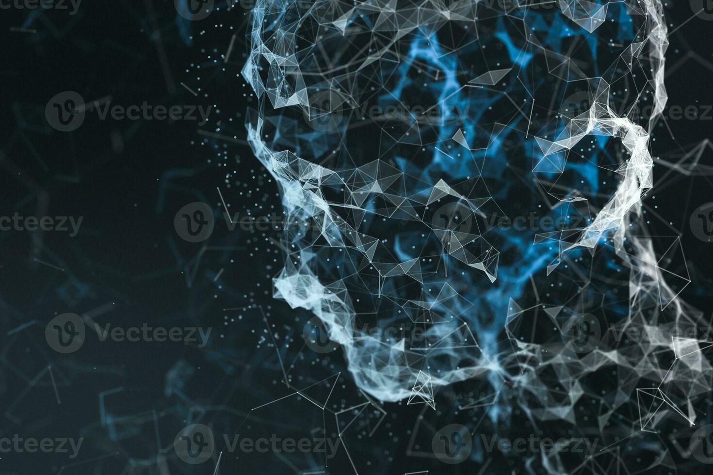 Human head made up of technological lines with the concept of Artificial Intelligence, 3D rendering. photo
