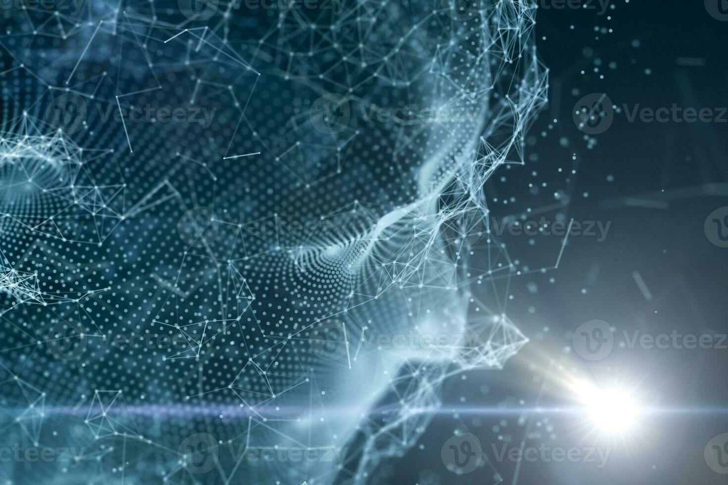Human head made up of technological lines with the concept of Artificial Intelligence, 3D rendering. photo