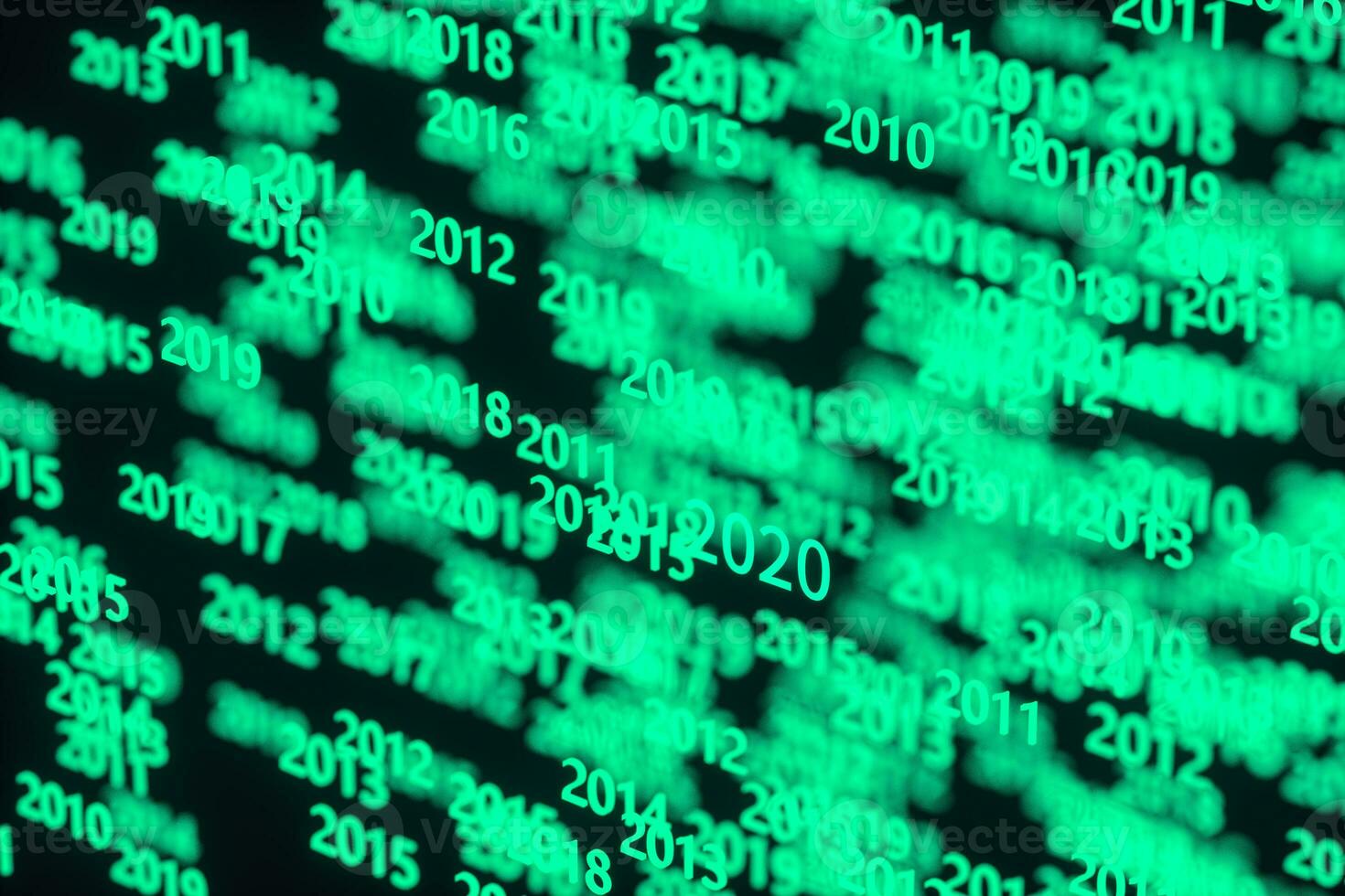 Glowing time numbers with dark background, 3d rendering. photo
