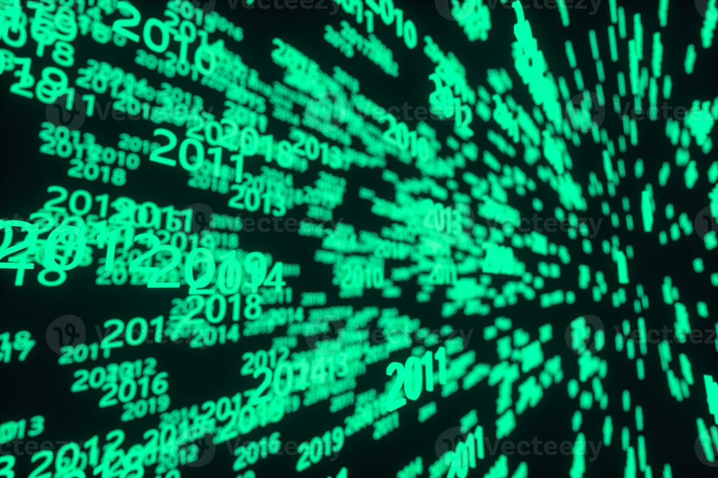 Glowing time numbers with dark background, 3d rendering. photo