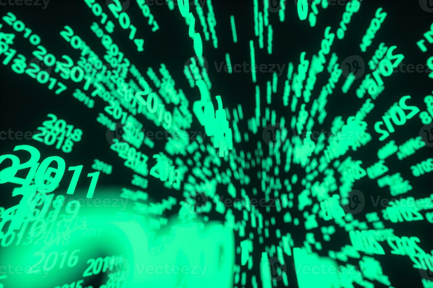 Glowing time numbers with dark background, 3d rendering. photo