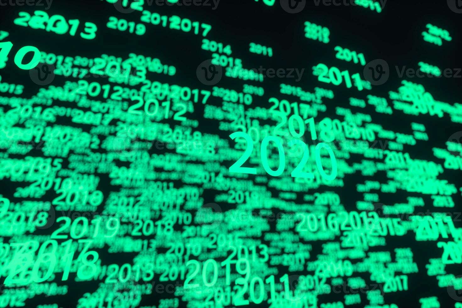 Glowing time numbers with dark background, 3d rendering. photo