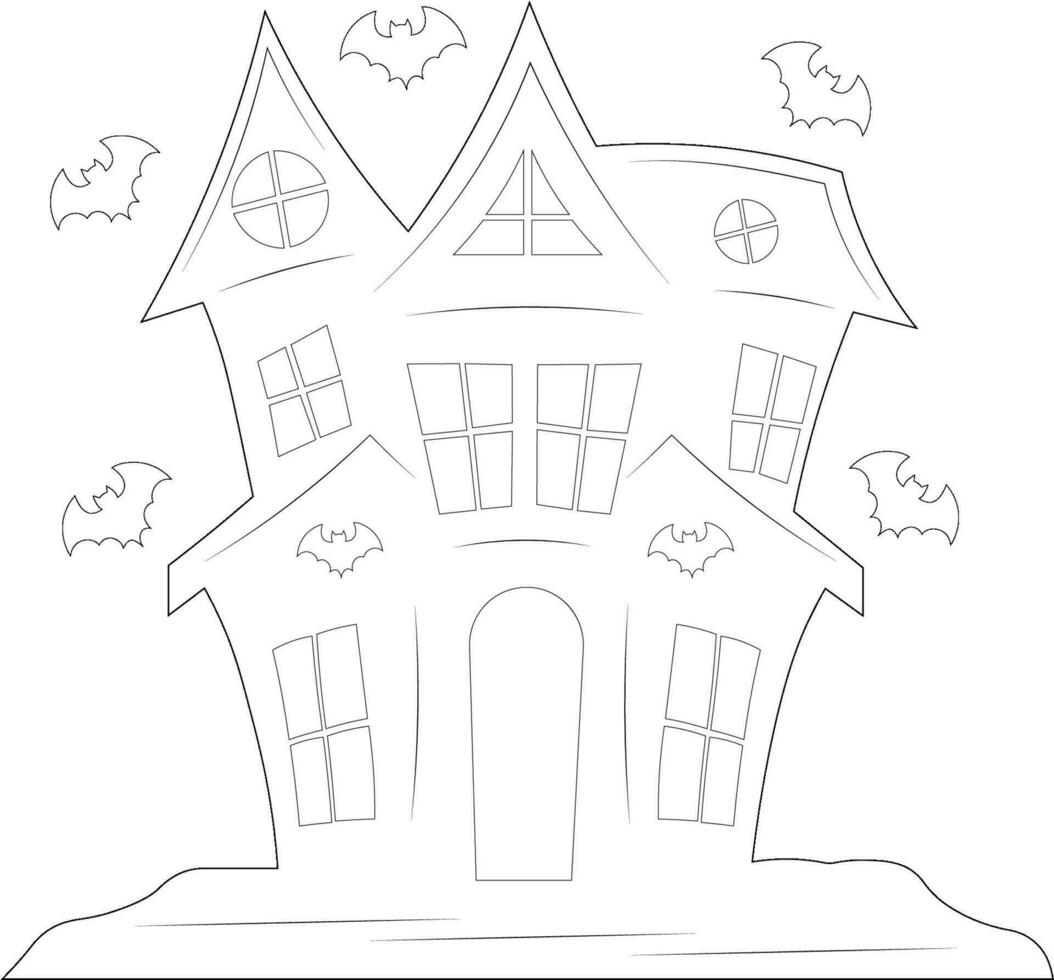 Halloween House coloring page vector