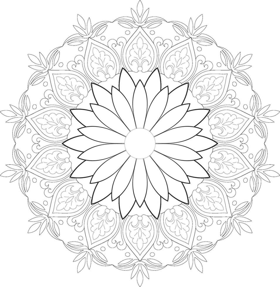 Unique complex adult mandala coloring book page design vector