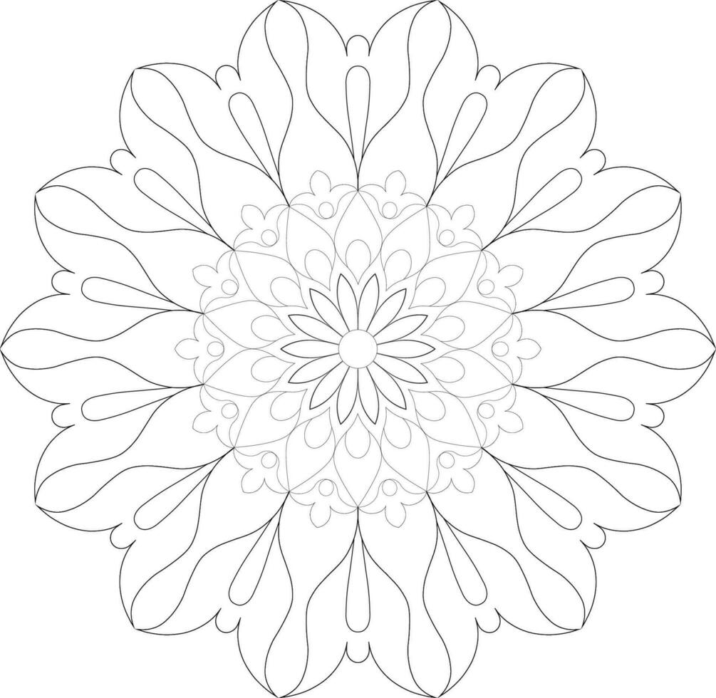 Unique complex adult mandala coloring book page design vector