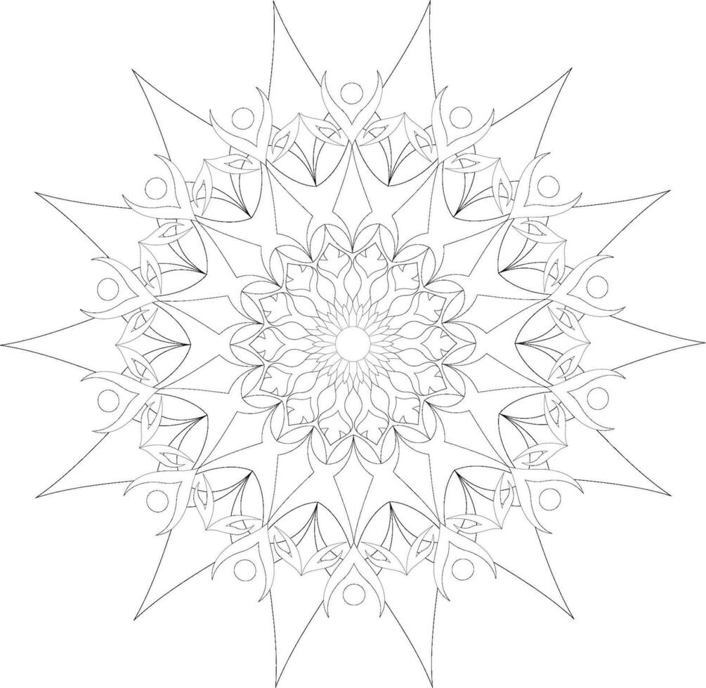 Unique complex adult mandala coloring book page design vector
