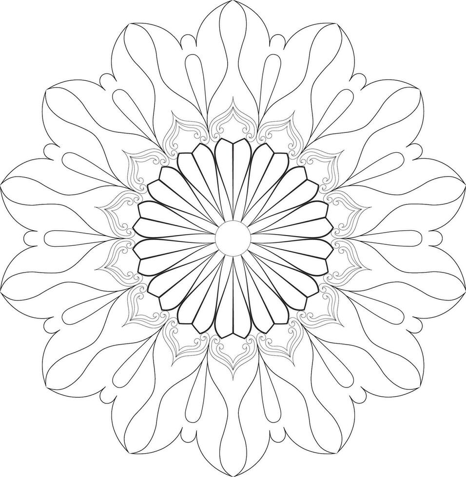 Unique complex adult mandala coloring book page design vector