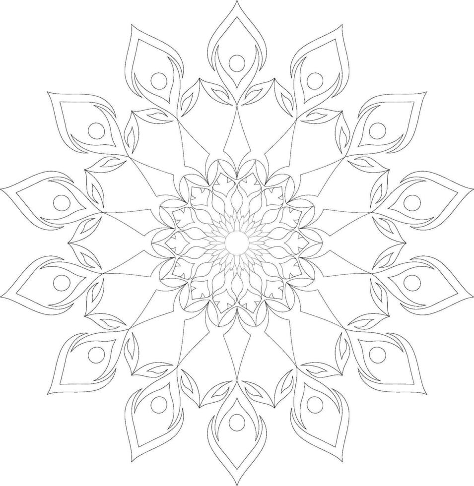 Unique complex adult mandala coloring book page design vector