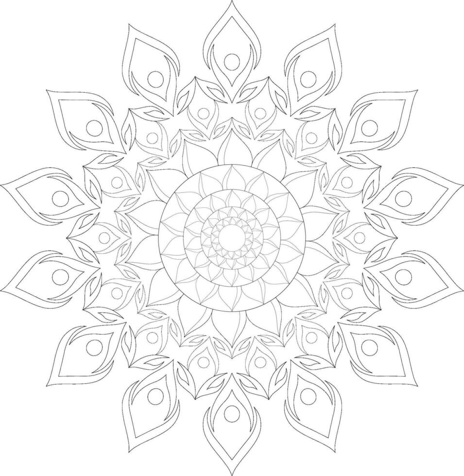 Unique complex adult mandala coloring book page design vector