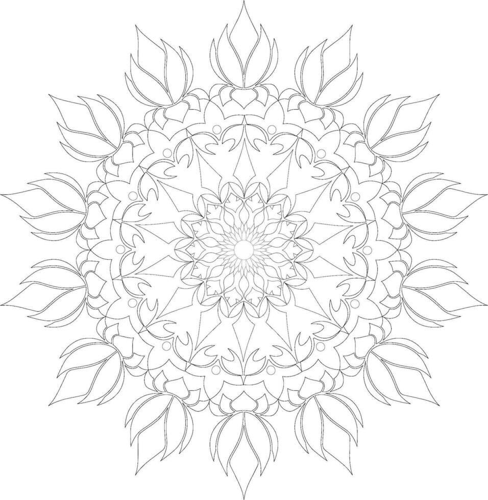 Unique complex adult mandala coloring book page design vector