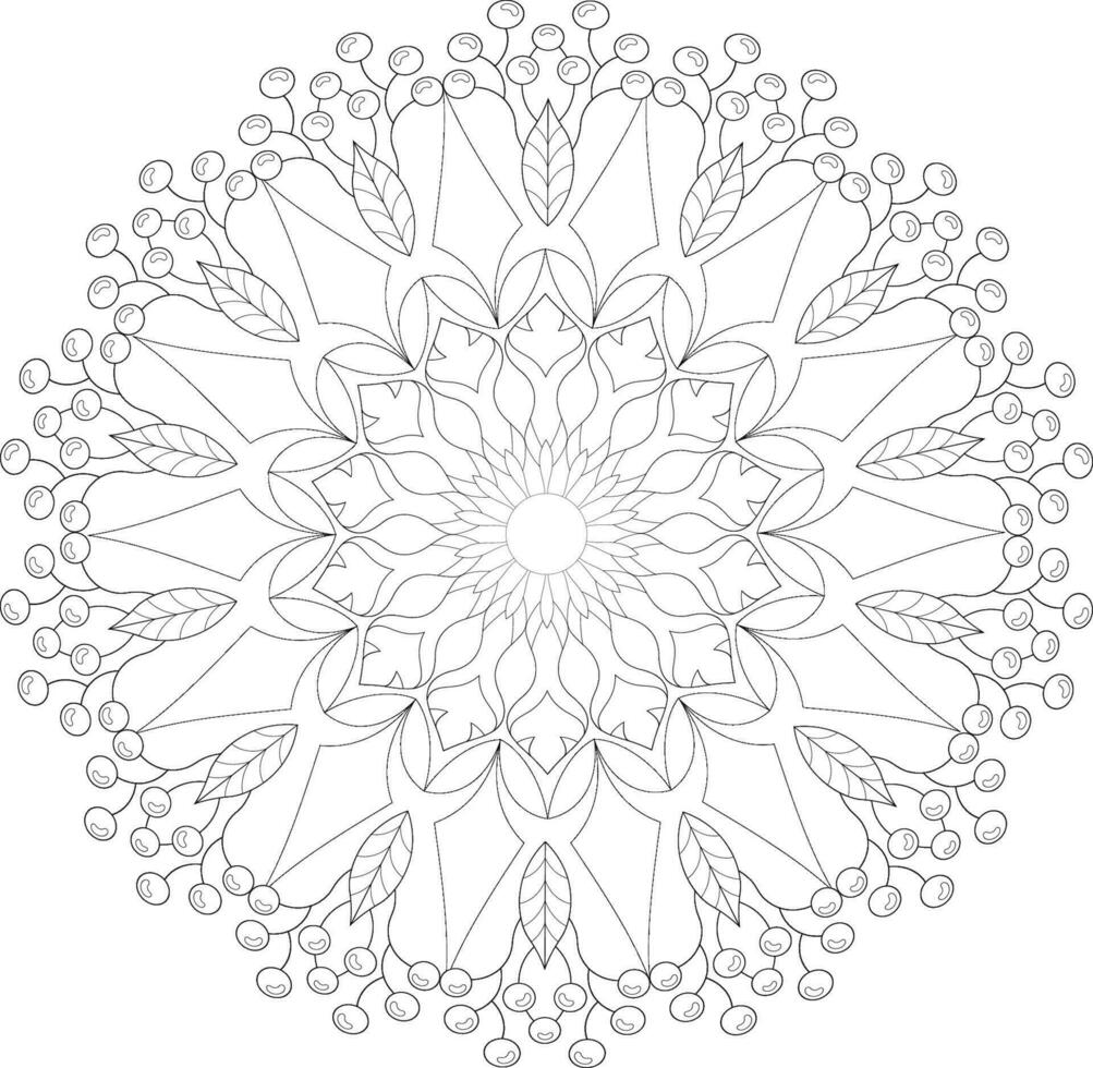 Unique complex adult mandala coloring book page design vector