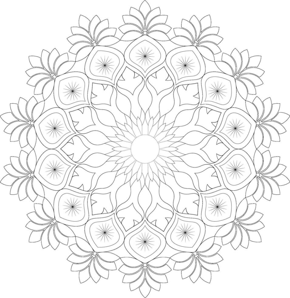 Unique complex adult mandala coloring book page design vector