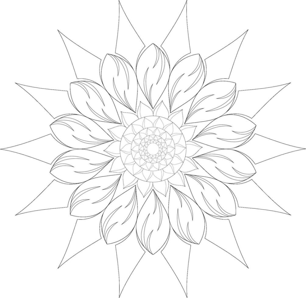 Unique complex adult mandala coloring book page design vector