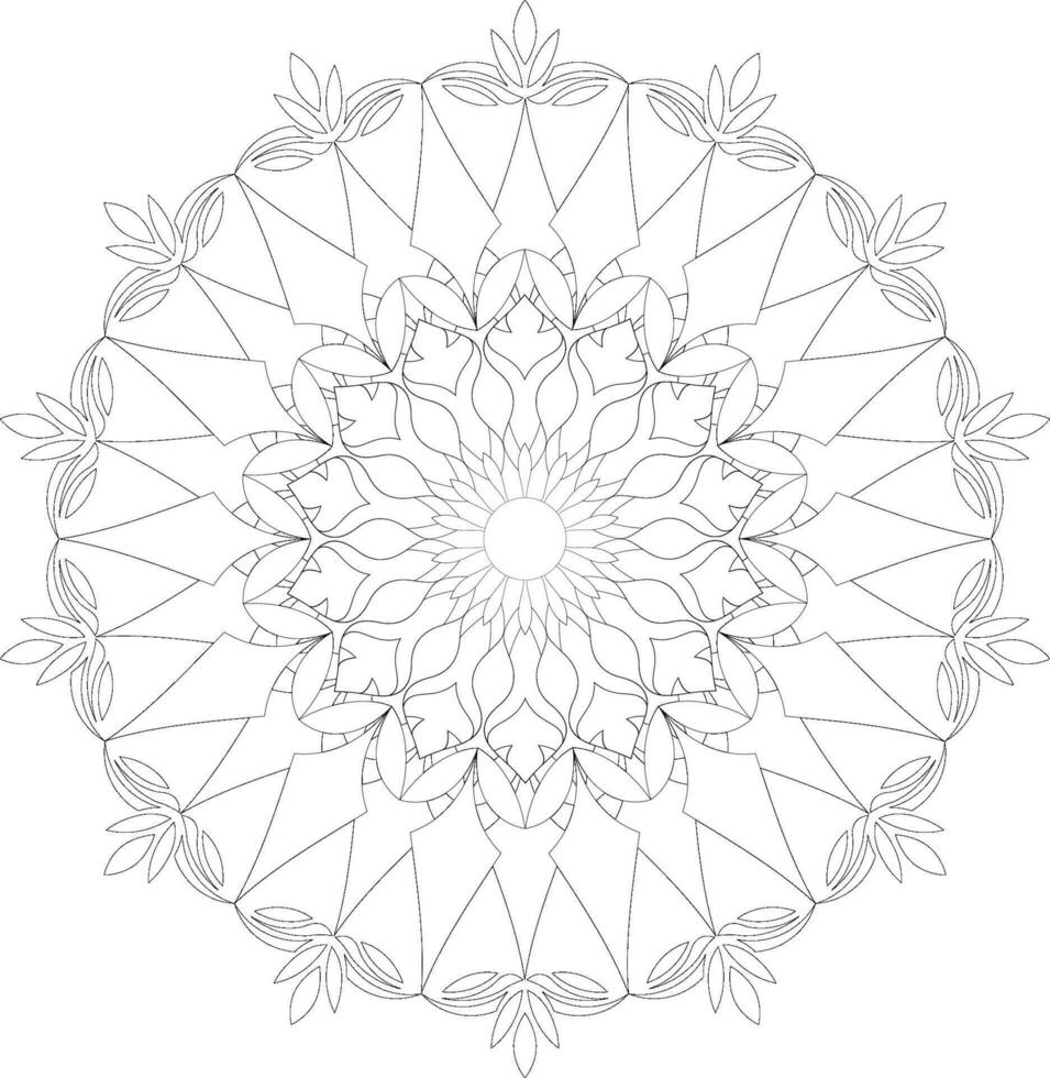 Unique complex adult mandala coloring book page design vector