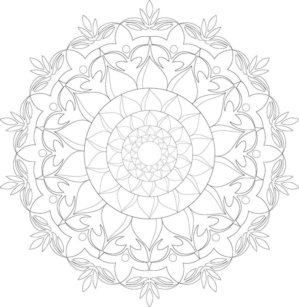 Unique complex adult mandala coloring book page design vector