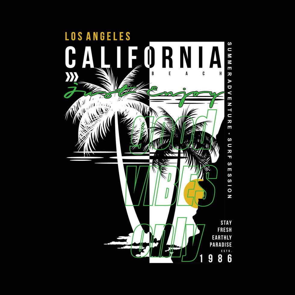 los angeles tropical sunset, surf rider, long beach, vector t shirt print, typography graphic design, and other use