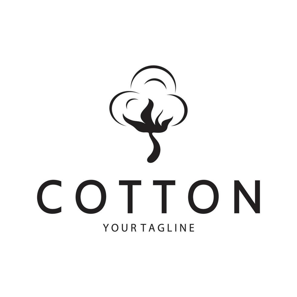 Soft natural organic cotton flower plant logo for cotton plantations, industries,business,textile,clothing and beauty,vector vector