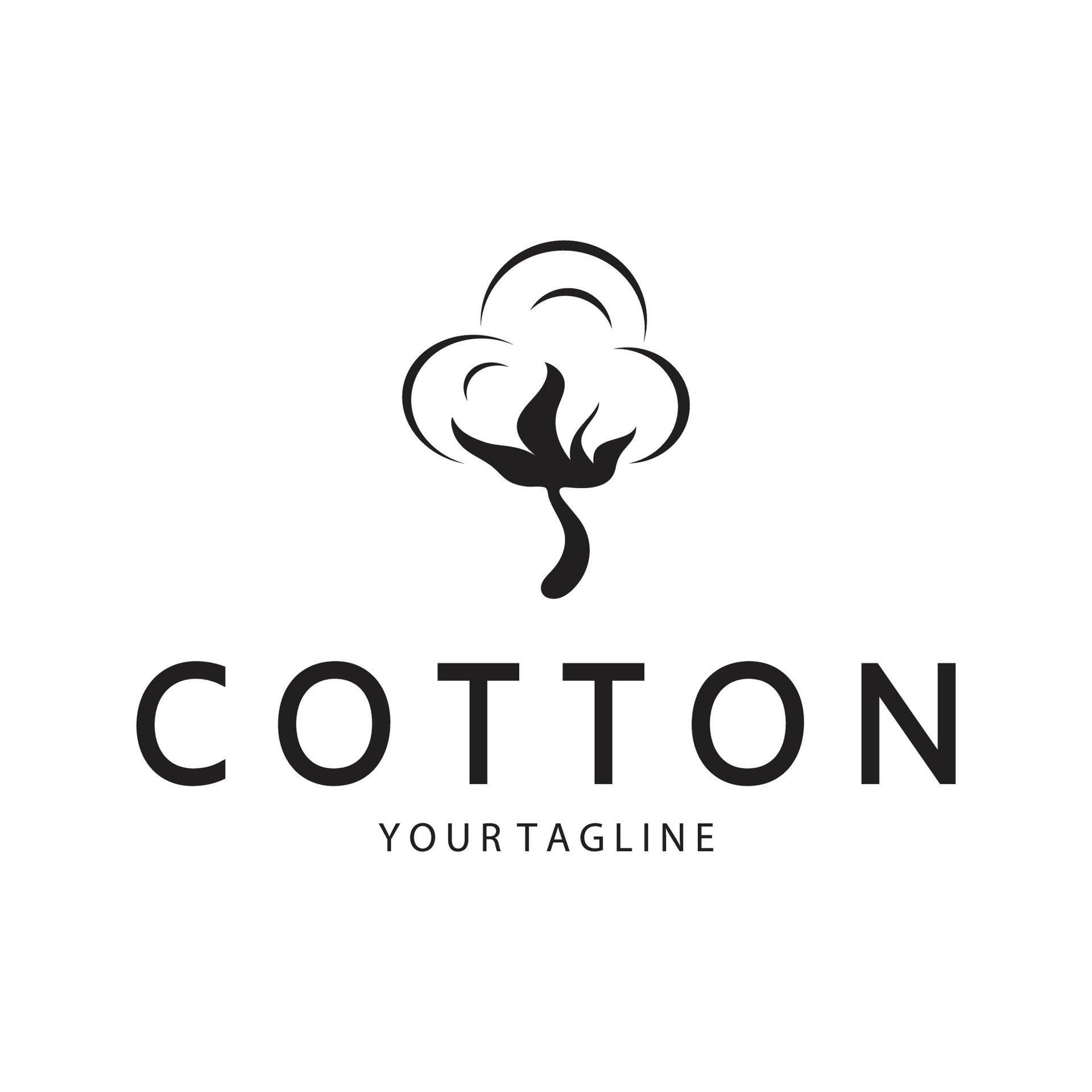 Soft natural organic cotton flower plant logo for cotton plantations ...
