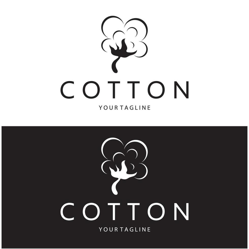 Soft natural organic cotton flower plant logo for cotton plantations, industries,business,textile,clothing and beauty,vector vector