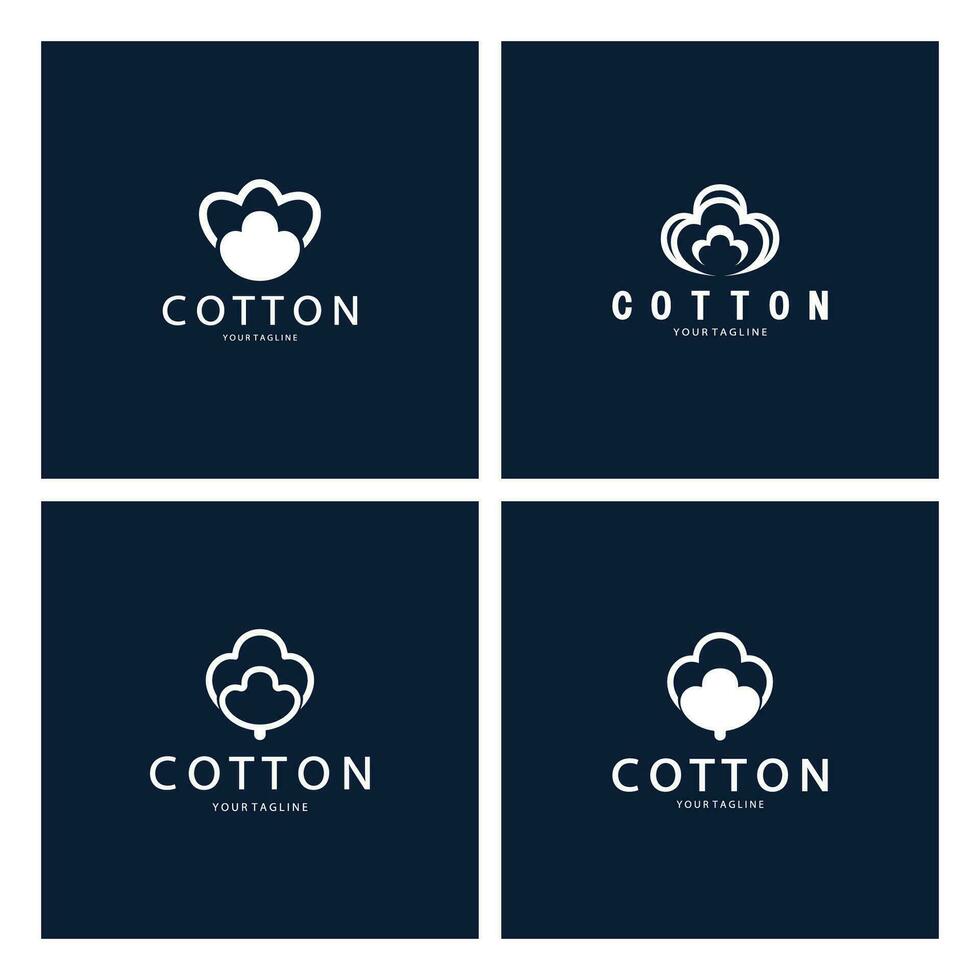 Soft natural organic cotton flower plant logo for cotton plantations, industries,business,textile,clothing and beauty,vector vector