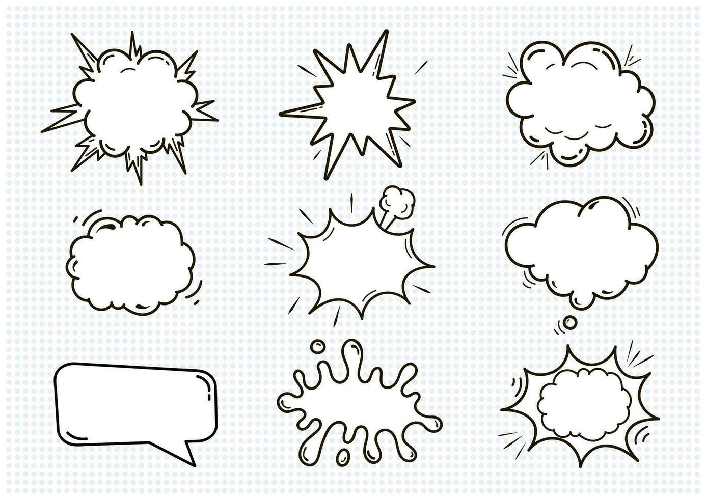 vacío cómic sonido habla burbujas conjunto aislado en blanco antecedentes vector ilustración. nubes con sitio para texto.